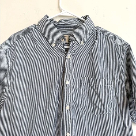 2/$15 Old Navy Blue & White Stripe Short Sleeve Button Down Shirt | Men’s L - Picture 3 of 9